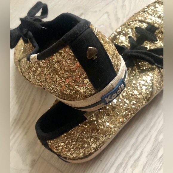 Kate Spade NY Keds Glitter Gold Sneakers, 7.5 - Picture 8 of 16